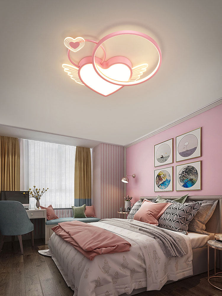 卧室灯新款语音智能现代简约爱心女孩公主主卧房间儿童中山吸顶灯