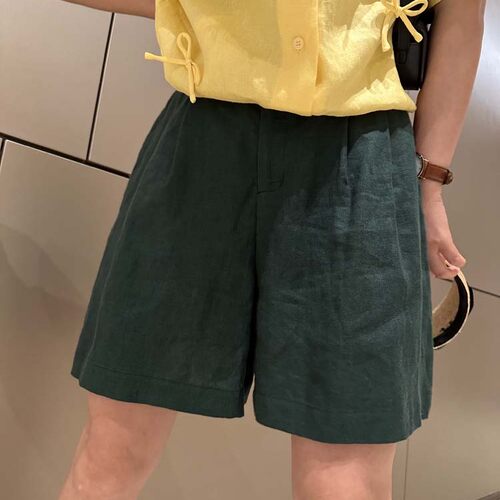 胖小妮的春天亚麻阔腿休闲短裤女