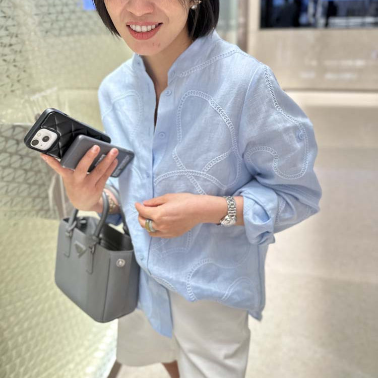 胖小妮的春天通勤亚麻长袖衬衫女