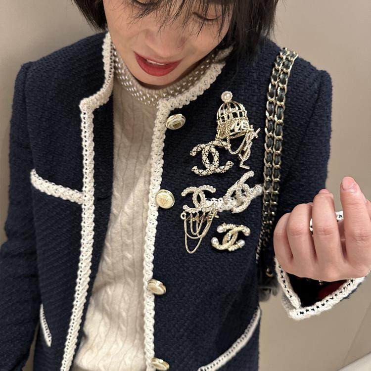 高端定制~小香风气质 精致金属扣撞色花边圆领针织花呢编织外套女,女装/女士精品,短外套,淘宝优惠券,粉丝福利购,淘宝优惠卷