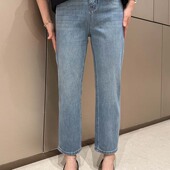 穿不腻裤 法棍裤 型 四面弹直筒显瘦显腿长九分牛仔裤 高腰薄款 经典