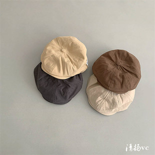 日韩风儿童帽子春秋薄款潮童贝雷帽帅气男童前进帽女童反戴报童帽