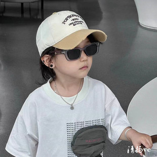 韩国ins春夏新款拼色字母儿童鸭舌帽 休闲女童遮阳帽男潮童棒球帽