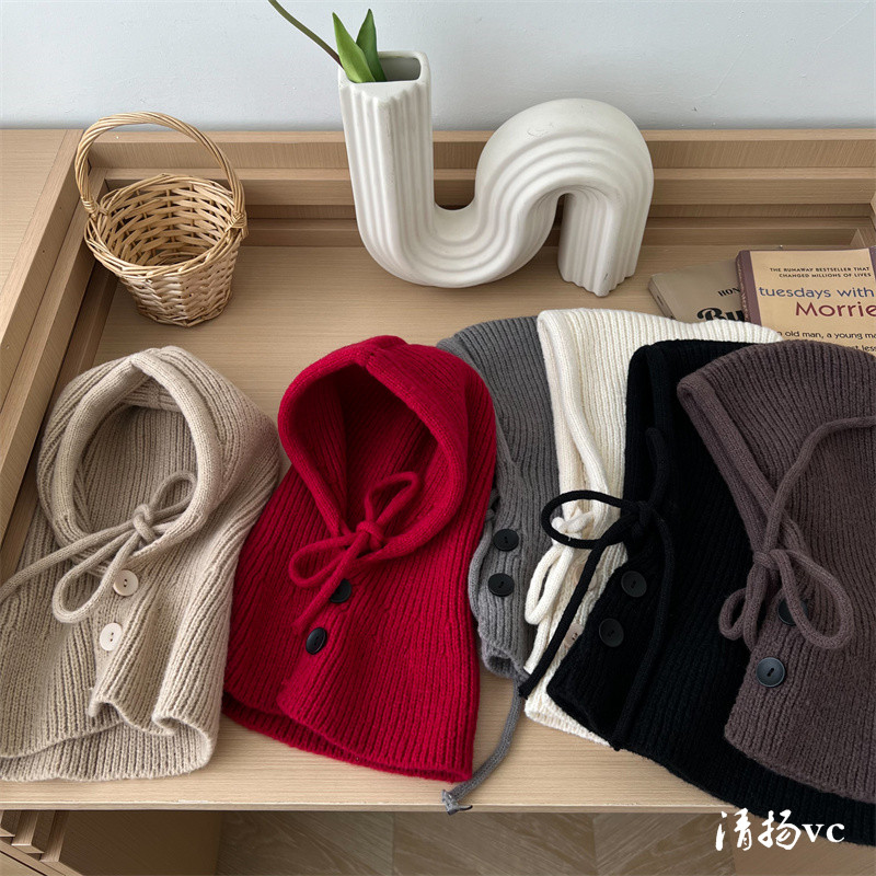 毛线儿童法帽护脖防寒针织帽冬天