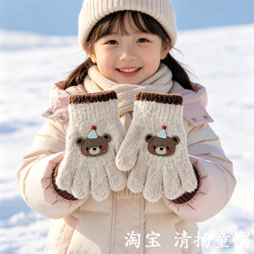 冬天外出保暖男孩女宝宝五指手套