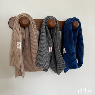 日系风素色白标柔软女宝宝围巾