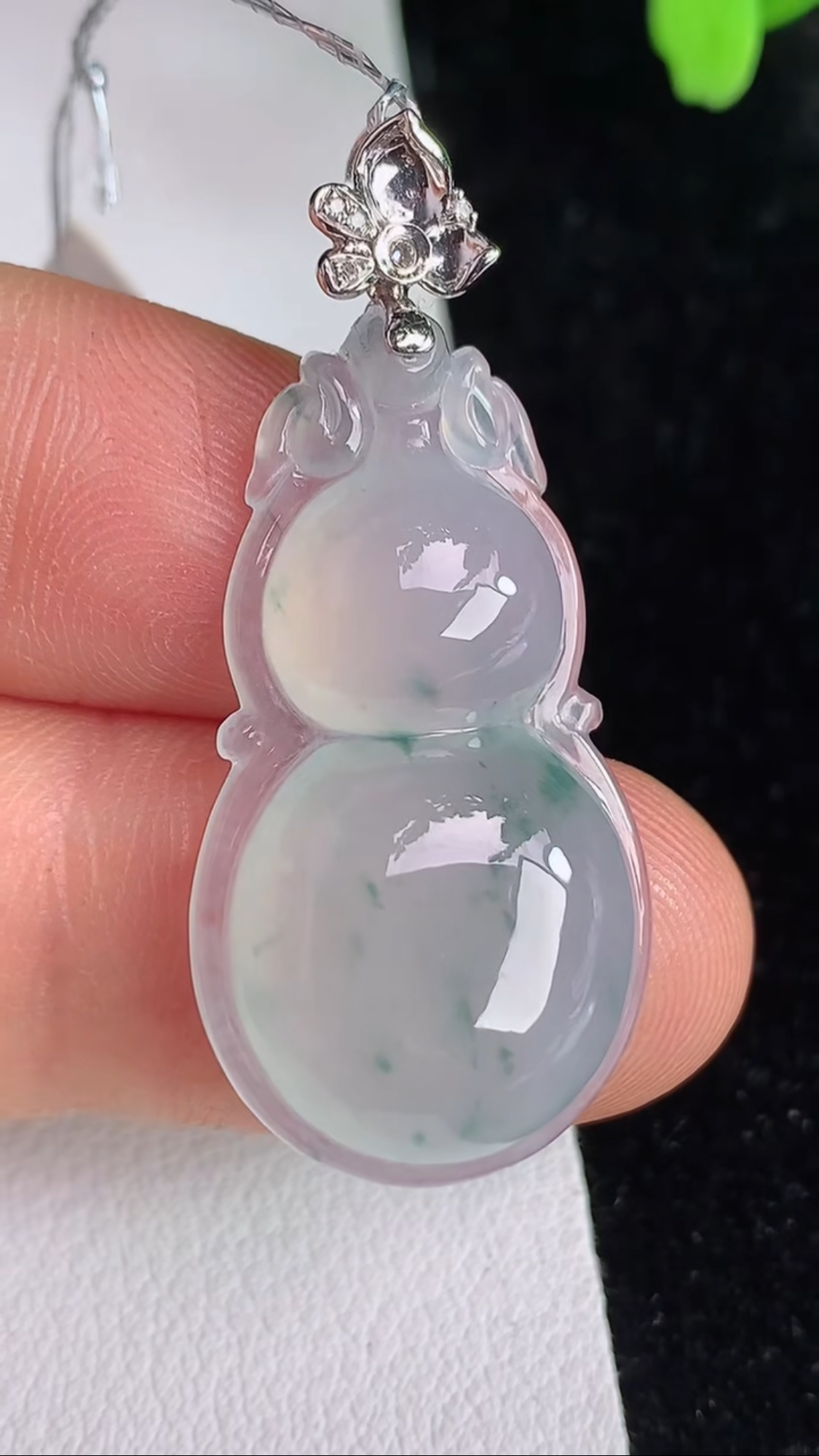 玉石珠宝首饰玉器玉坠挂件新款正品缅甸翡翠a货18k金飘花葫芦吊坠