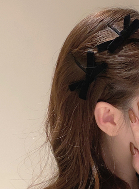 丝绒蝴蝶结发饰刘海夹发夹女夹子头饰一字夹小夹子侧边卡子碎发夹