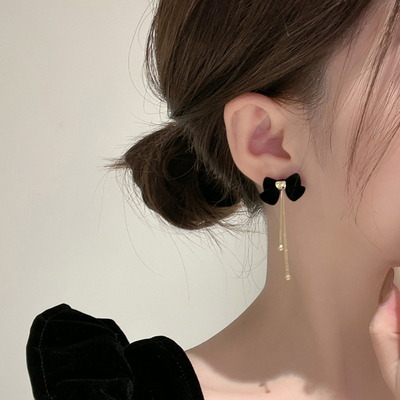 丝绒蝴蝶结耳饰耳环高级感耳钉