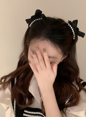 韩国珍珠蝴蝶结发夹女侧边刘海夹前额发卡夹子网红小号抓夹边夹