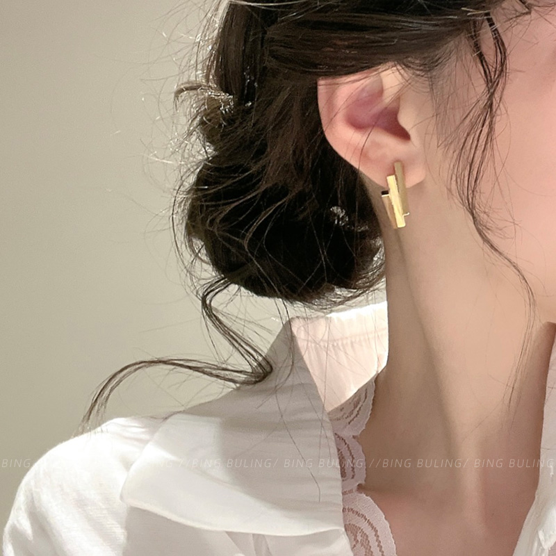 欧美简约风长方形长条几何耳环