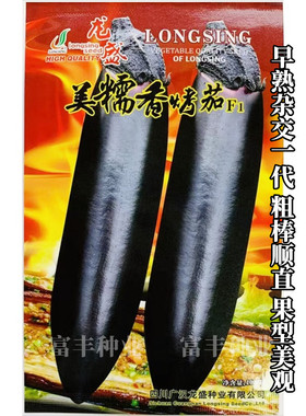 龙盛烤茄种子早熟黑亮粗棒烧烤茄种籽美糯香烤茄茄子种子香烤9286