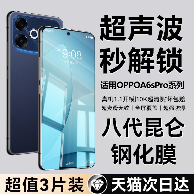 盛誉适用oppoa6spro钢化膜a6pro手机膜oppok15pro+新款a6gt/a5pro防窥膜a3pro保护膜k12/k11x超声波解锁贴膜