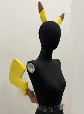 精灵宝可梦皮卡丘pikachu耳朵尾巴 皮卡丘cos配件
