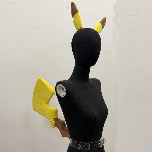 精灵宝可梦皮卡丘pikachu耳朵尾巴 皮卡丘cos配件