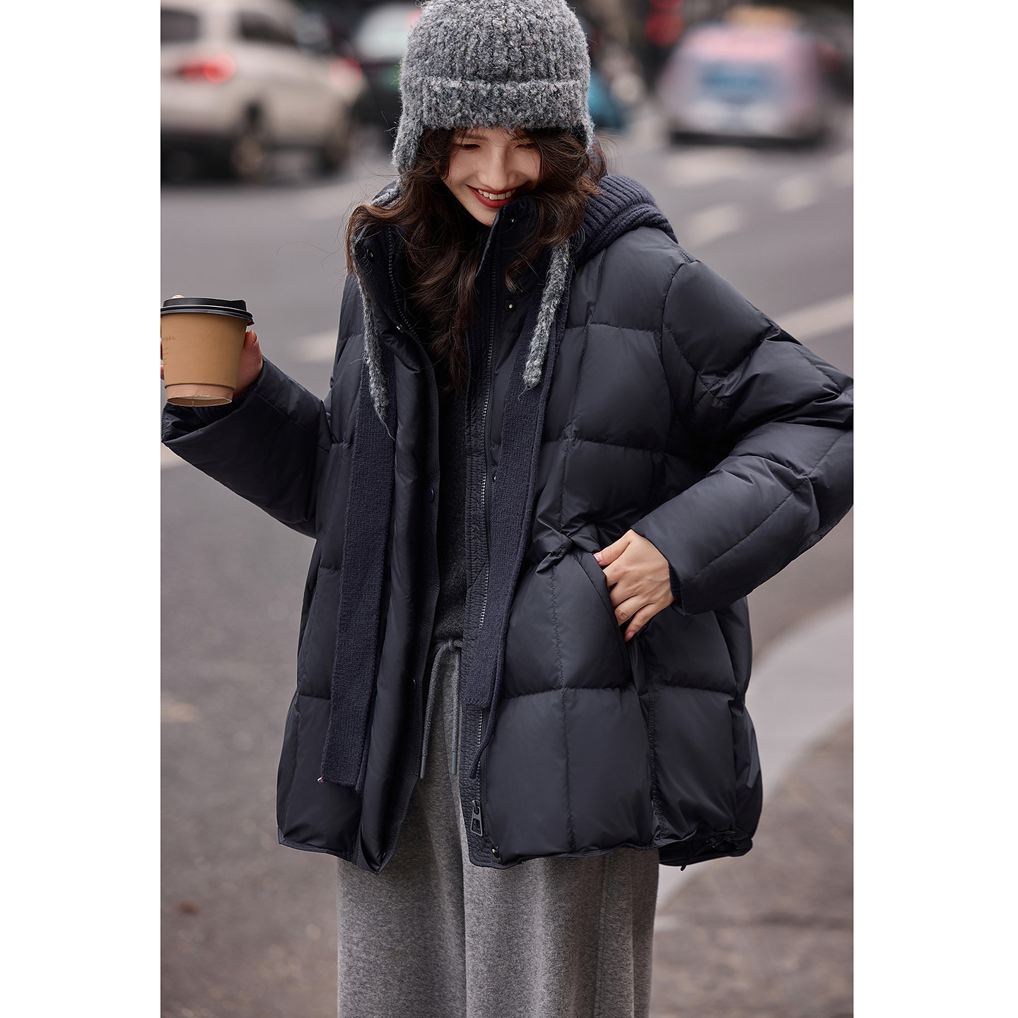 90白鸭绒冬季时尚泡芙感面包服针织连帽中长款羽绒服,女装/女士精品,羽绒服,淘宝优惠券,粉丝福利购,淘宝优惠卷