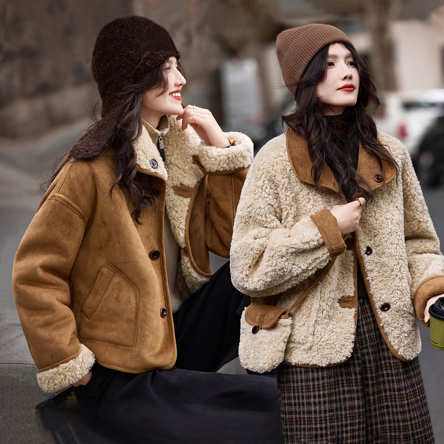 双面穿仿皮草外套2025年冬季新款加绒厚外衣女装送小包SXPC25072