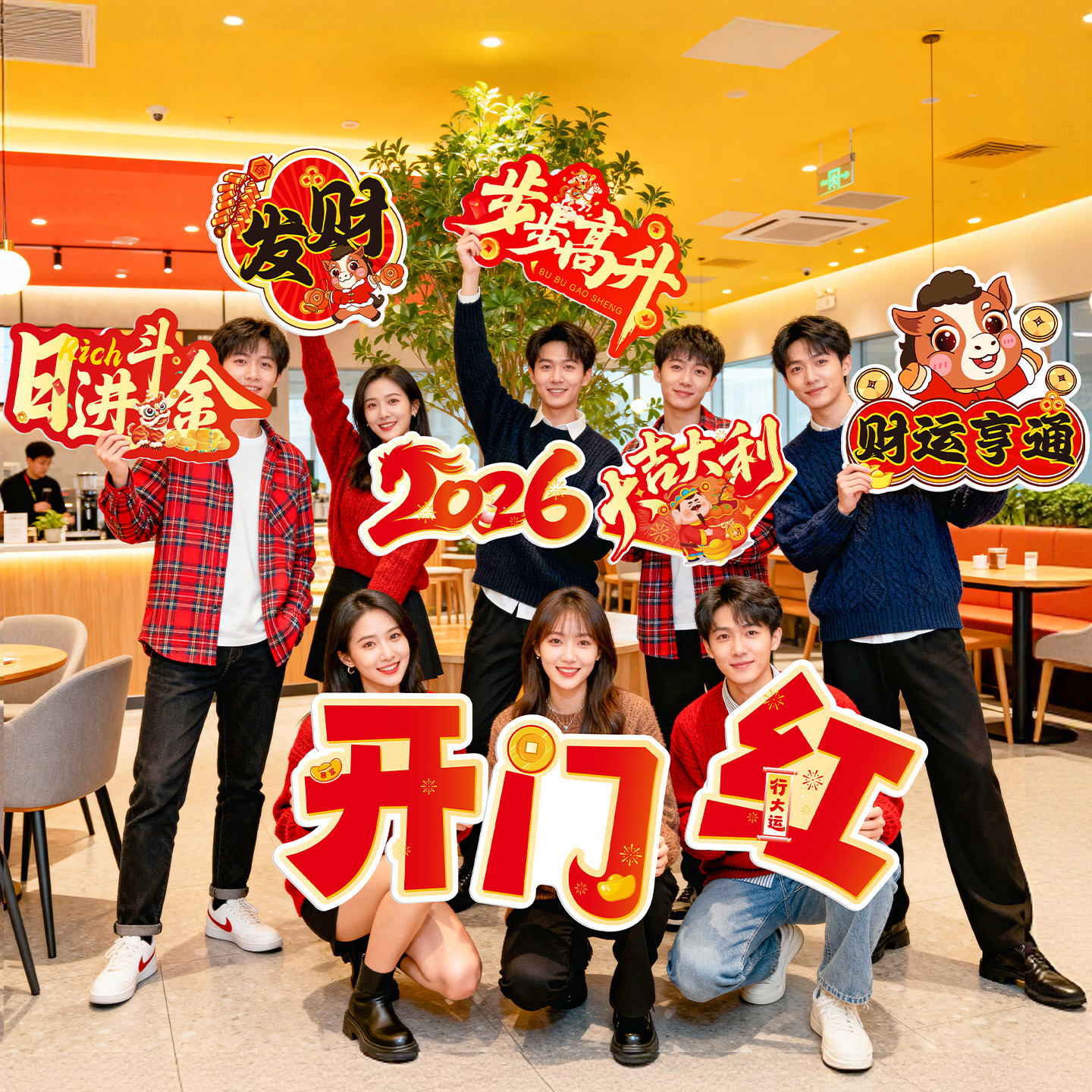 2026新年开门红手举牌活动道具