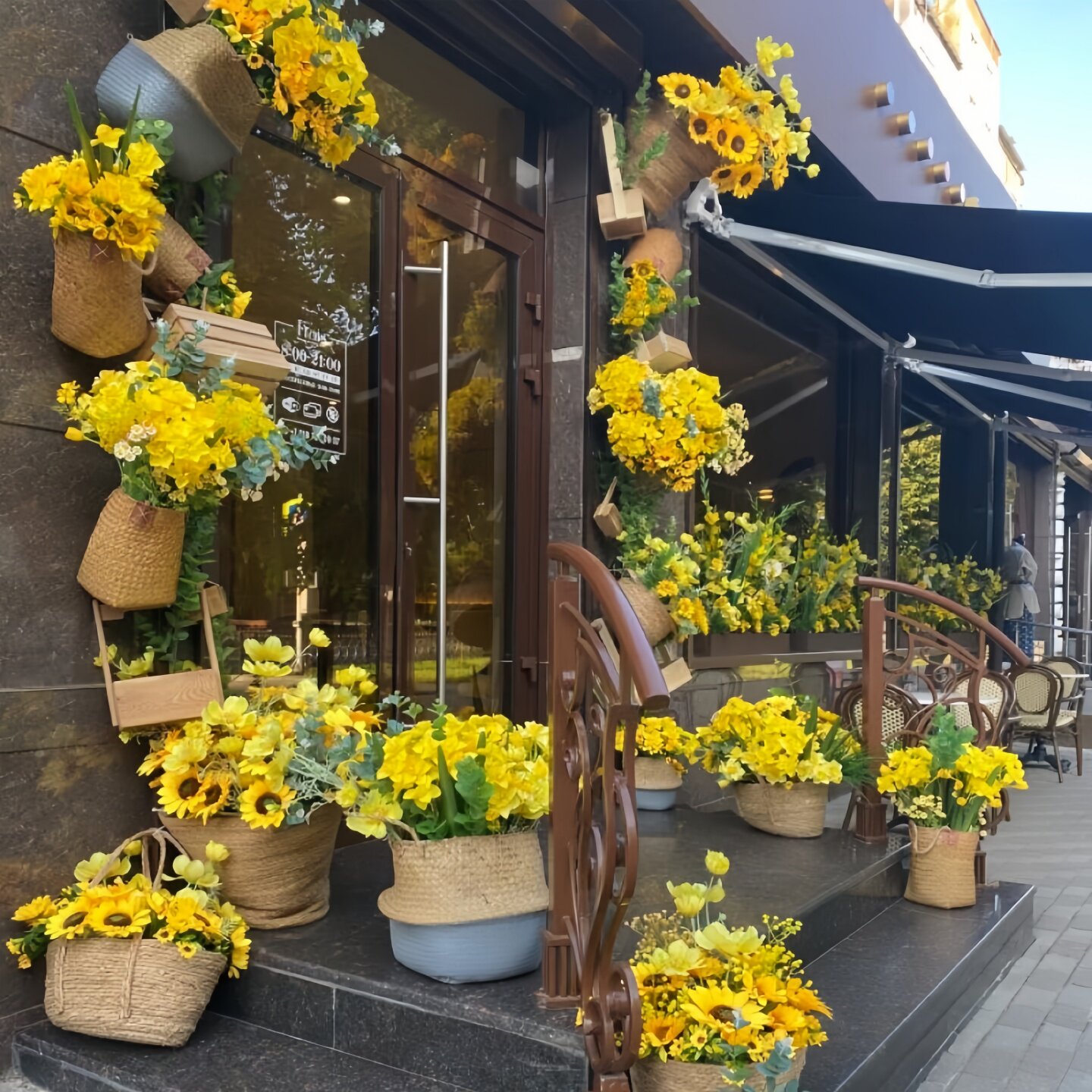 仿真花柠檬雏菊春夏店铺橱窗门头咖啡店美陈装饰摆件道具草帽吊饰