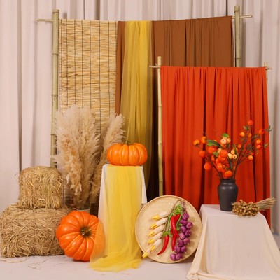 秋天幼儿园自然角布幔环创氛围装饰背景布晒秋收场景布置挂饰挂布