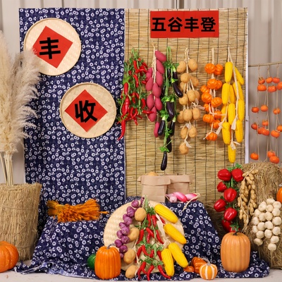 秋季丰收场景布置幼儿园环创自然角秋收晒秋氛围仿真果蔬装饰道具