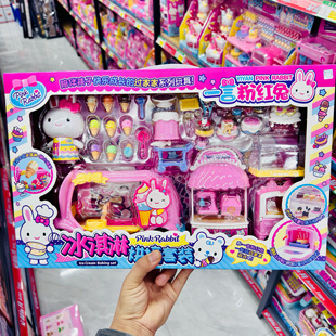 一言粉红兔迷你屋冰淇淋贩卖店小兔子冰淇淋车女孩过家家玩具 新款