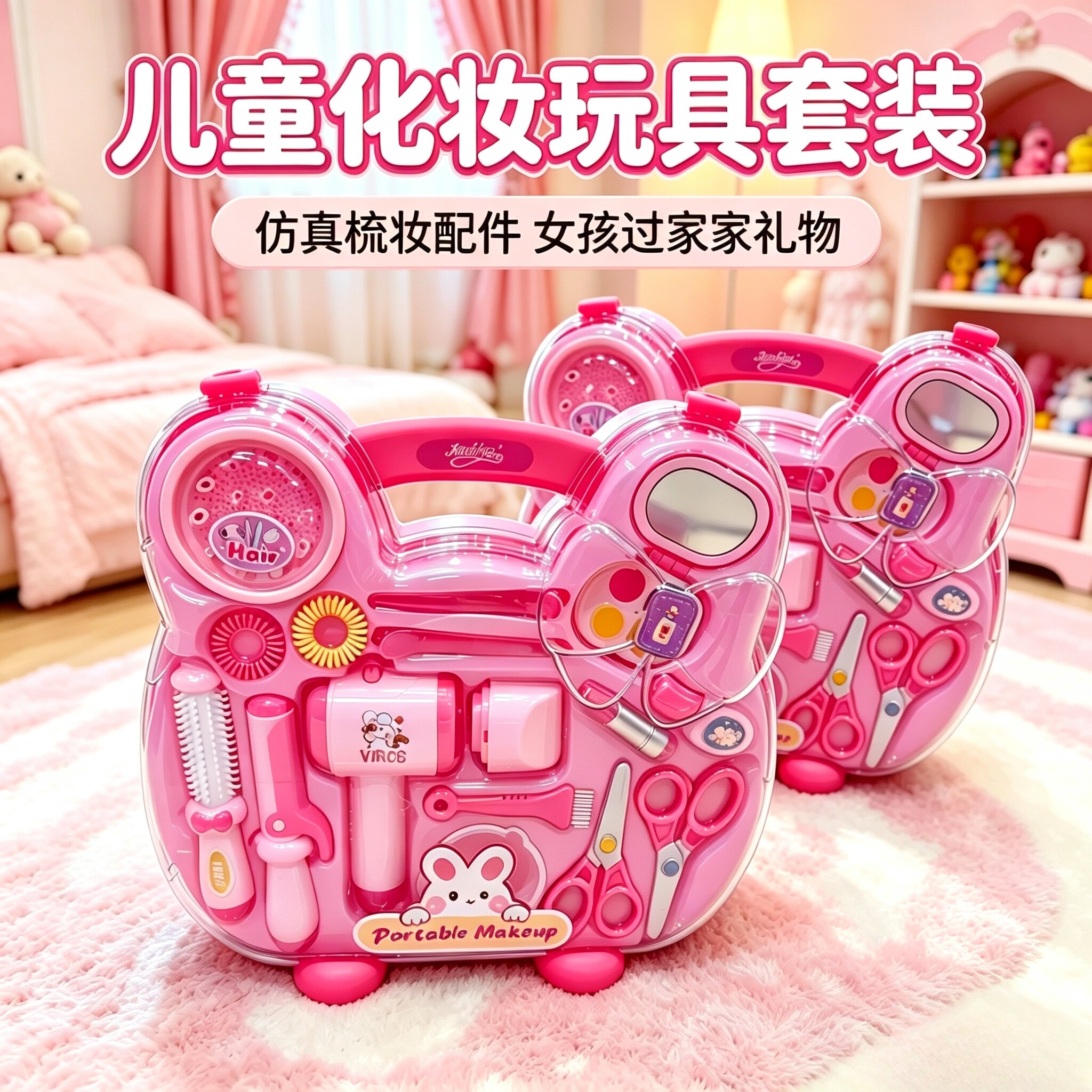 雅斯妮妙趣妆坊儿童美妆玩具套装小女孩梳妆打扮工具箱公主礼物