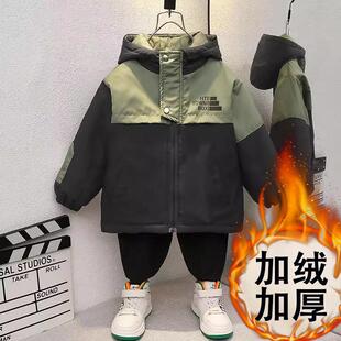 儿童加绒加厚棉服2025韩版新款洋气时尚男童冬季外套保暖防风冬装