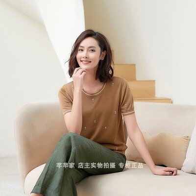 短袖刺绣显瘦舒适薄款t思奕98908