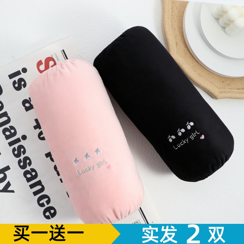 2025新款秋冬季袖套女长款工作绒布樱桃刺绣可爱防脏上班套袖护袖