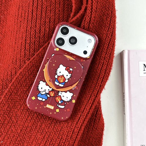 DanDan新年红色福字hellokitty凯蒂猫磁吸支架适用iPhone17promax手机壳菲林爱心支架苹果16/15pro可爱ins女
