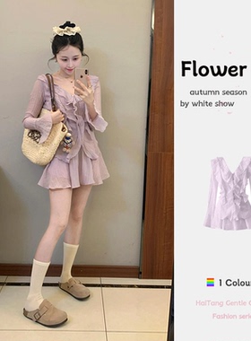 夏季穿搭一整套法式温柔风荷叶边衬衫短裤两件套女设计感小众套装