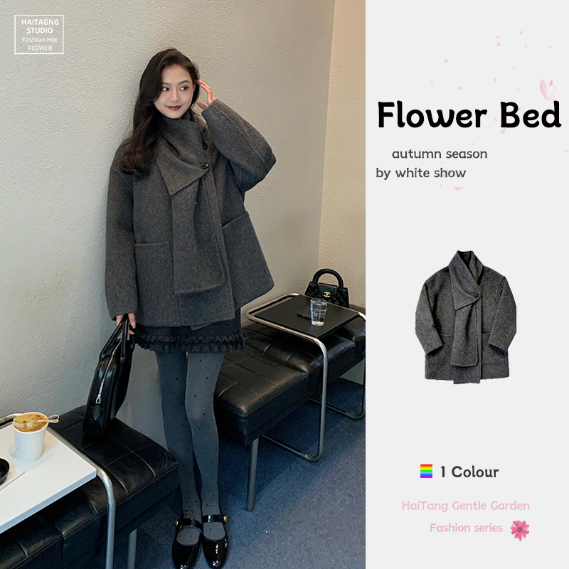富家千金感灰色外套女