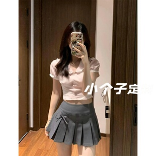 黑色短裙女小个子灰色学院风裙子百褶裙短款 a字jk 半身裙夏季 西装