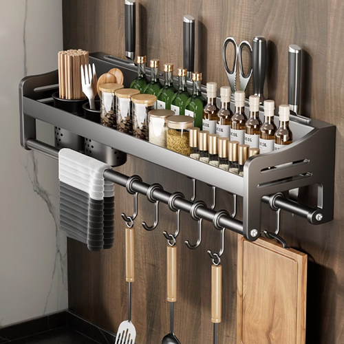 厨房置物架免打孔多功能家用壁挂式调味料筷子刀架用品大全收纳架