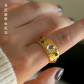 奢华气质重金戒指 多宝翡翠戒指戒圈金戒指 良器艺术 金玉满堂