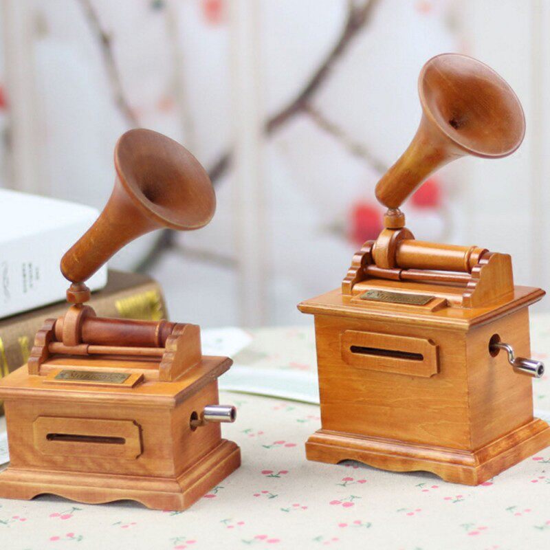 DIY 손으로 크랭크 종이 뮤직 박스 나무 축음기 뮤직 박스 크리 에이 티브 가장 친한 친구 생일 중국 발렌타인 데이 선물