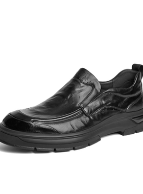 商场同款男鞋春秋新款商务鞋牛皮一脚蹬软底褶皱休闲皮鞋8ND02DM4