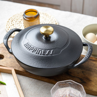 出口品质21cm宫廷煲铸铁煲汤锅搪瓷煲仔饭锅多功能家用无涂层炖锅