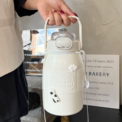 Вместительный и большой стакан, трубочка со стаканом, высококачественная чайная чашка, стальной ремешок из нержавеющей стали, нержавеющая сталь AISI 304