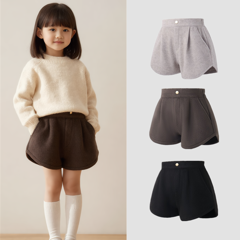 秋冬装新款女童高腰显瘦毛呢短裤儿童休闲裤子百搭阔腿裤2026新款,童装/婴儿装/亲子装,裤子,淘宝优惠券,粉丝福利购,淘宝优惠卷