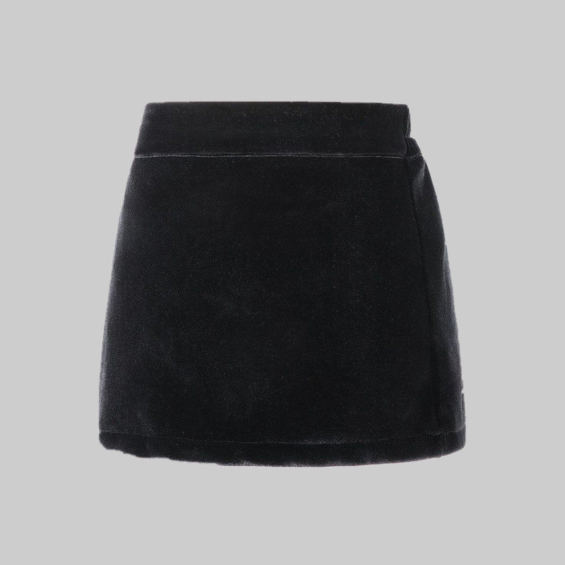 秋冬装新款女童黑色金丝绒包臀裙儿童高腰半身裙百搭A字裙短裙潮