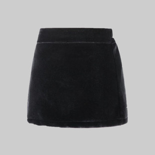 秋冬装新款女童黑色金丝绒包臀裙儿童高腰半身裙百搭A字裙短裙潮