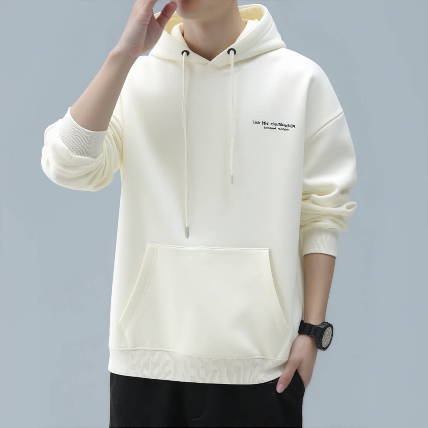 男生双层连帽高克重内搭慵懒风加绒加厚轻奢重磅卫衣外套6515