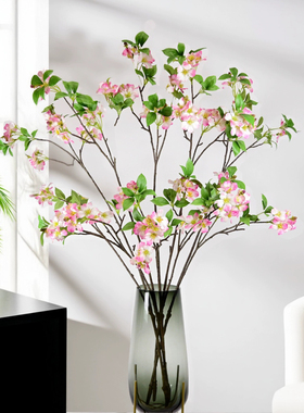 仿真花海棠花手感PU粉红色家居装饰插花摄影道具