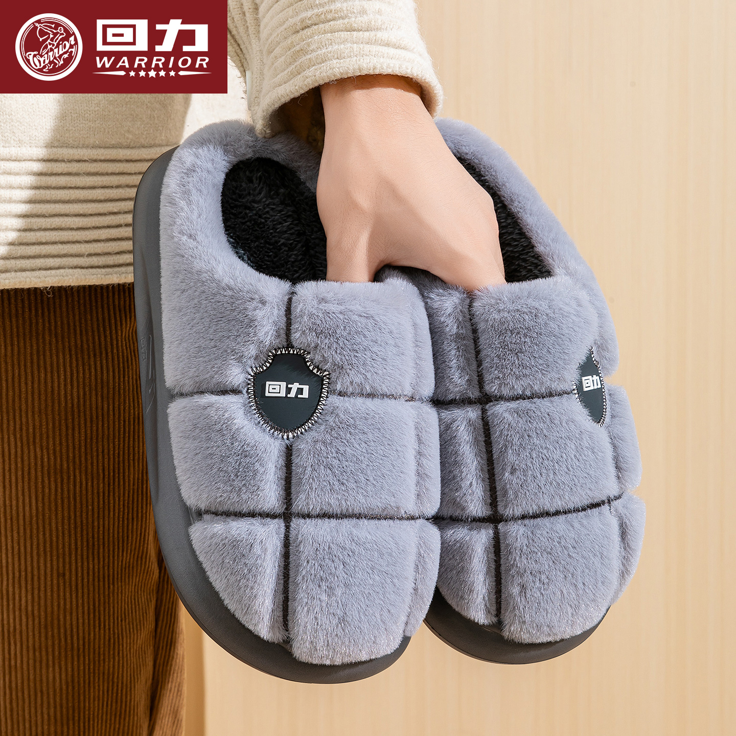 棉拖鞋男款加绒加厚毛绒棉鞋