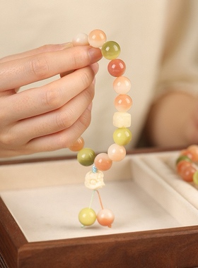 奶呼呼 天然猫爪菩提手串女款新中式国风手链单圈渐变色串珠手饰
