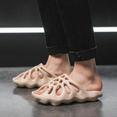 男士 夏季 外穿防滑沙滩凉拖时尚 网红拖鞋 韩版 厚底椰子一字拖ins潮