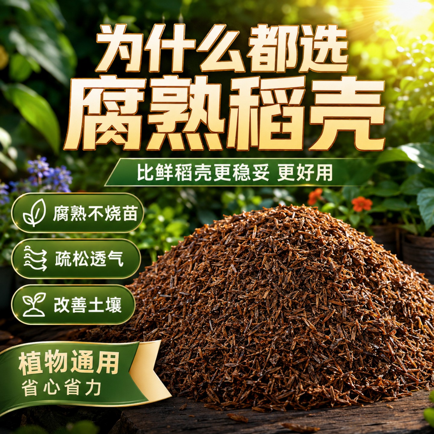稻壳发酵腐熟稻谷壳种菜改善土壤图片