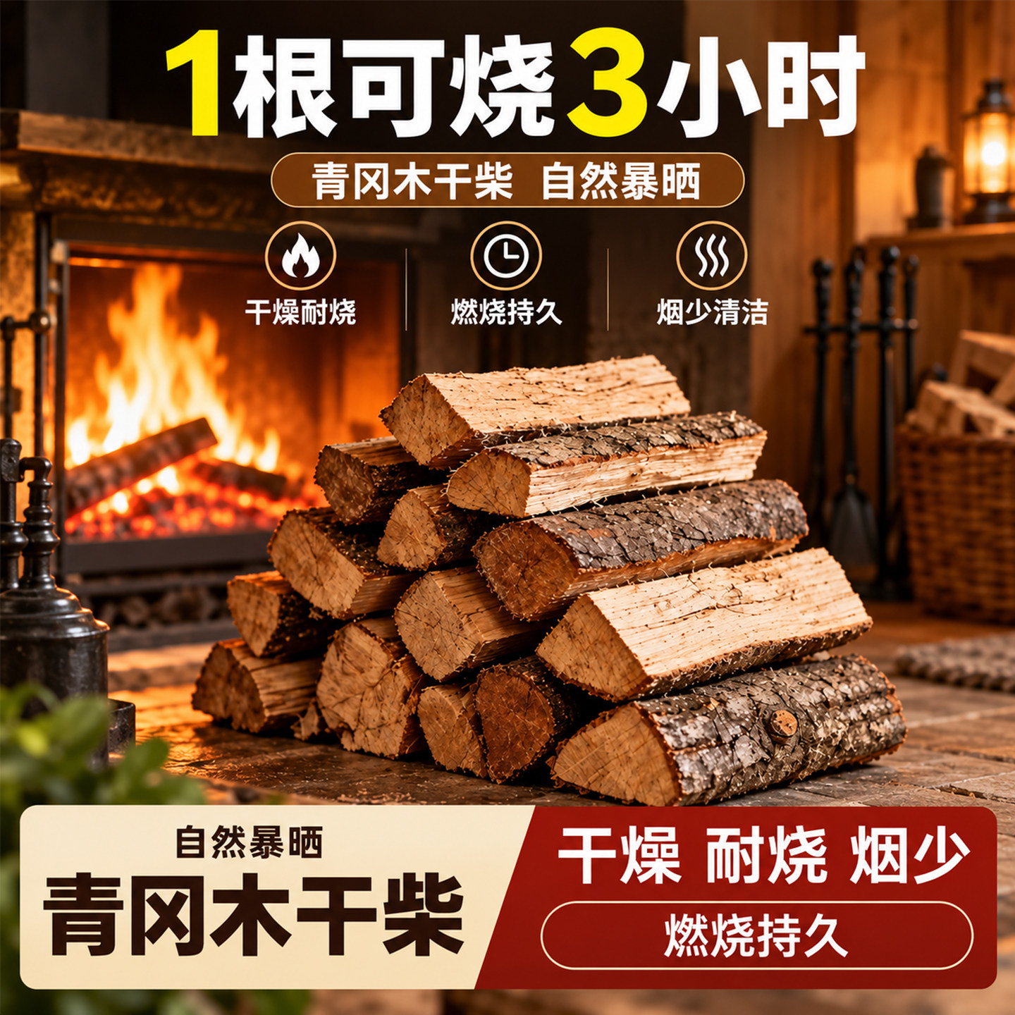青冈木柴木头户外柴火干柴烧烤露营专用取暖篝火壁炉少烟沉木包邮